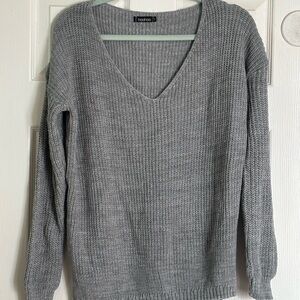 Boohoo Charcoal V-Neck Sweater for Women